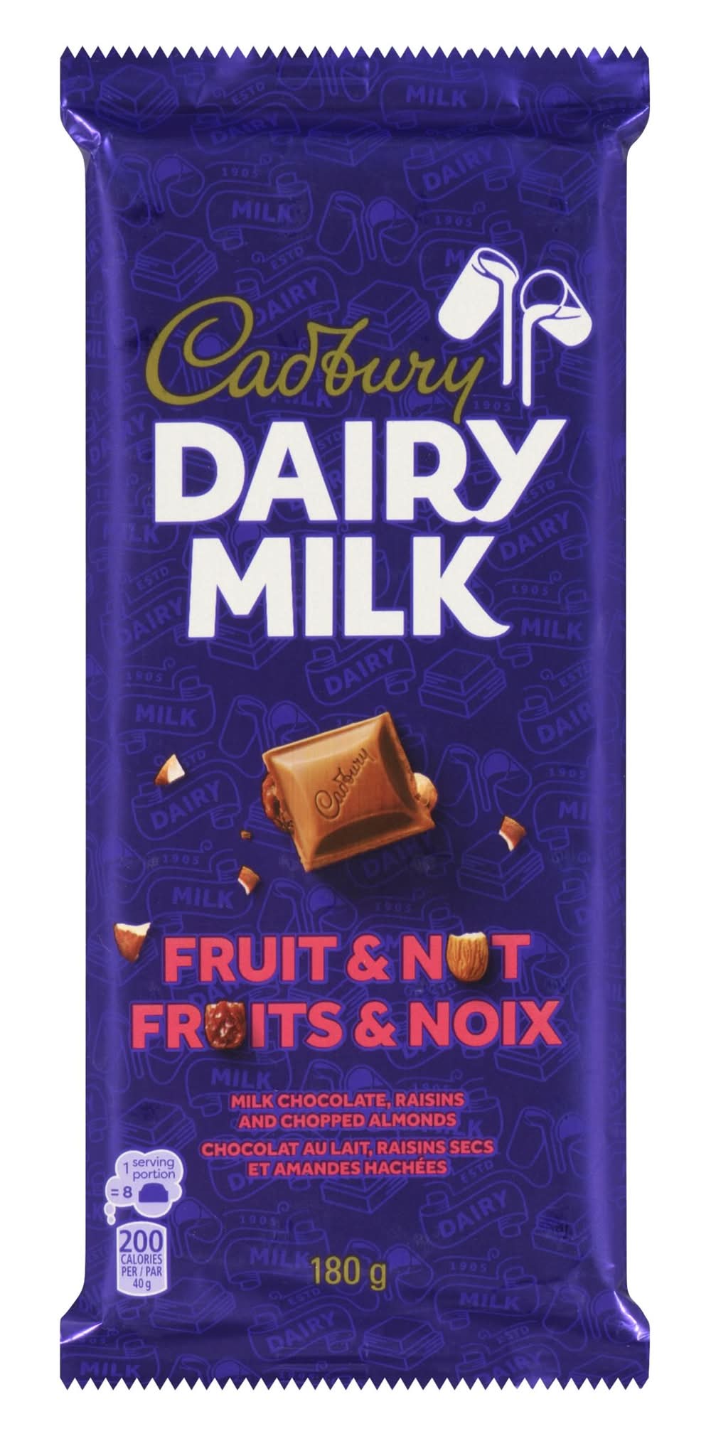Cadbury Dairy Milk Chocolate Bar, Fruit-Nut (180 g)