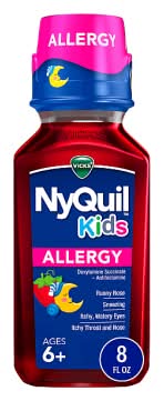 Vicks Nyquil Kids Allergy Liquid For Ages 6+, Berry (8 oz)