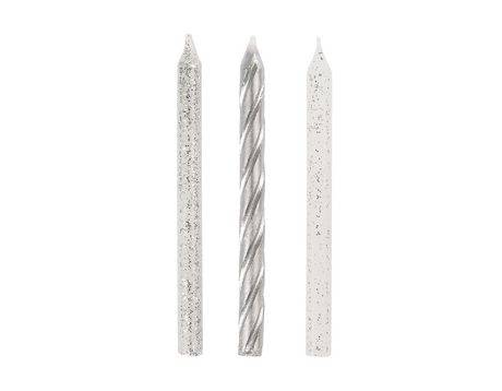 Unique Party Favors Glitter and Silver Spiral Candles (24 units)