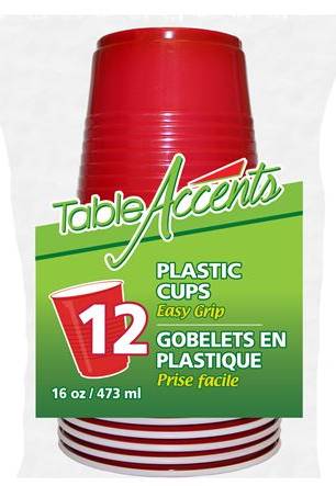 TABLE ACCENTS Red Party Cups, 473 ml (12 ct)