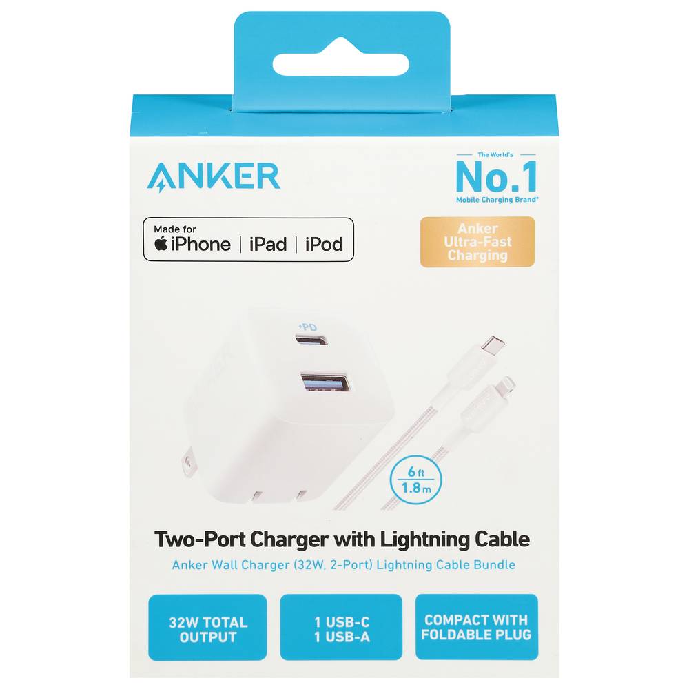 Anker 32w Two Port Charger With Lightning Cable