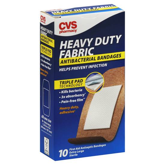 Cvs Pharmacy Heavy Duty Fabric Anti Bacterial Bandages (44mm x 101mm)