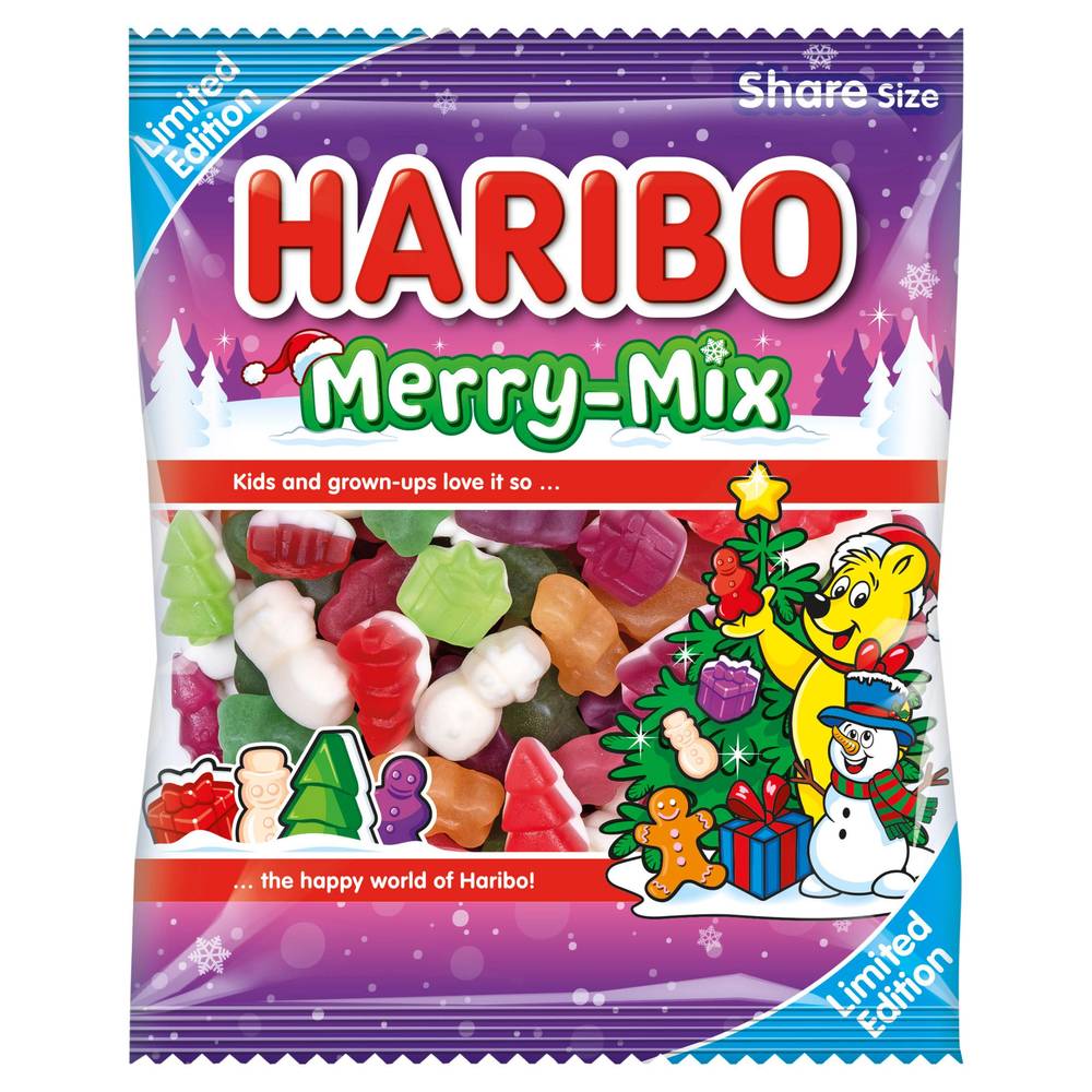 Haribo Candyfloss-Marshmallow, Merry-Mix Fruit Jelly & Foam Sweets Sharing Bag (160g)