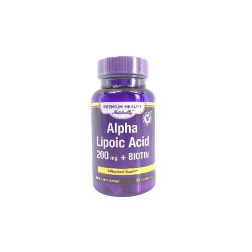 Premium Health Naturally Alpha Lipoic Acid 200 mg + Biotin Supplement (30 capsules)