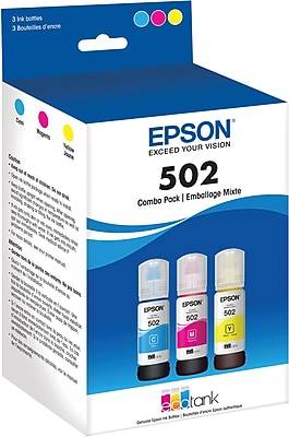 Epson 502 Ecotank Cyan Magenta Yellow Ink Bottles (3 ct)