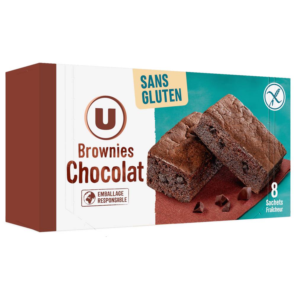 U - Biscuits brownies chocolat sans gluten (8 pièces)