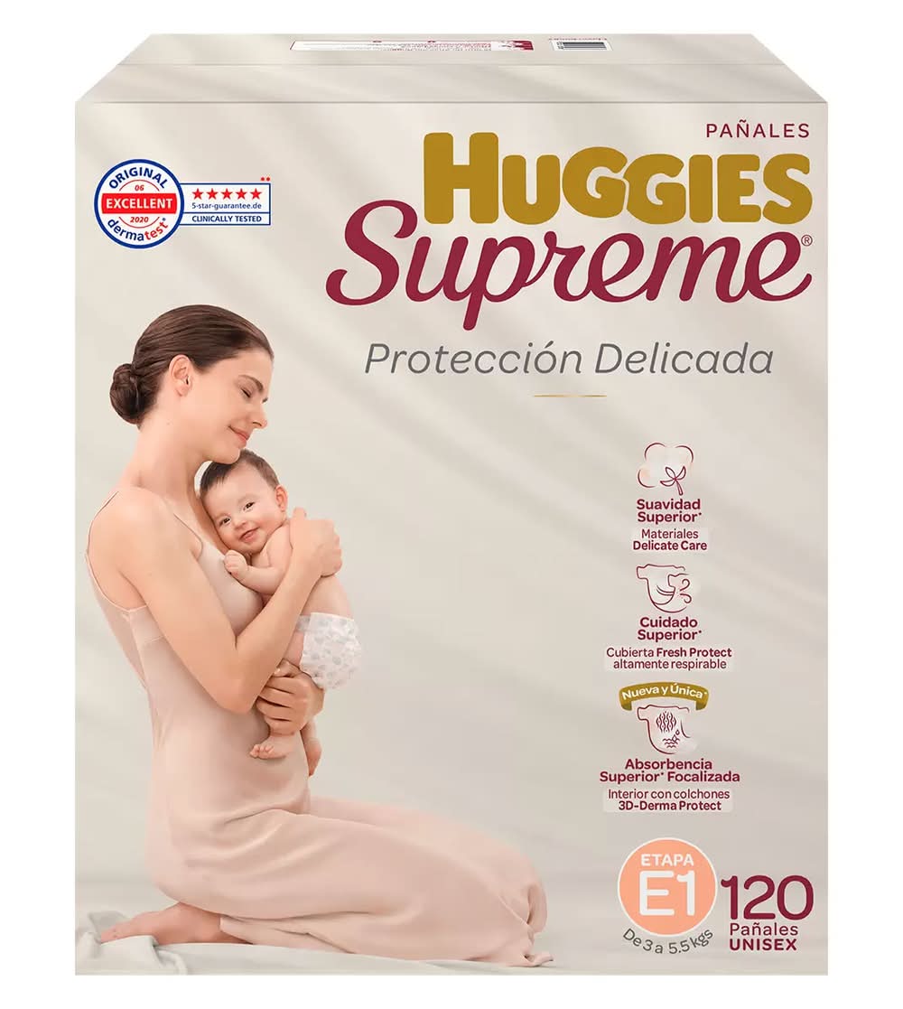 Huggies · Supreme pañales desechables para bebé, Etapa 1 (120 un)