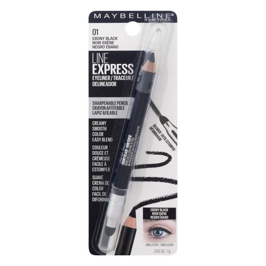 Maybelline 01 Ebony Black Line Express Eyeliner Pencil (1 pencil)