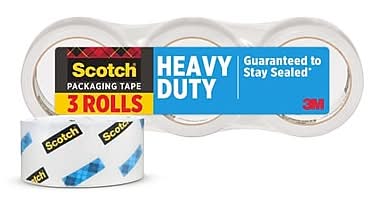 Scotch Heavy Duty Packing Tape, 1.88 x 43.7 yds., Clear, 3/Pack (3850-40-3)
