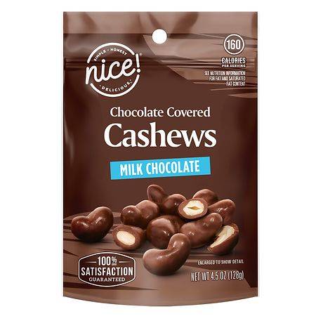 Nice! Delicious Chocolate Covered Cashews Milk Chocolate