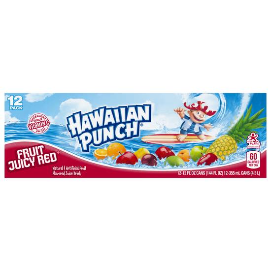 Hawaiian Punch Fruit Juicy Red Cans (12 ct, 12 fl oz)
