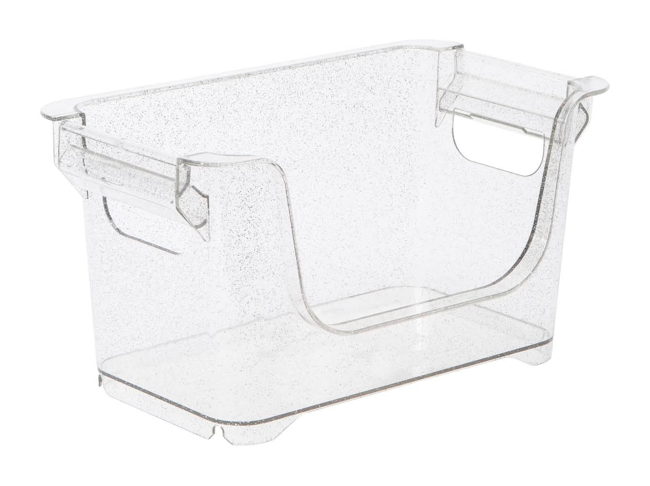 Stackable Plastic Storage Bin Clear Glitter