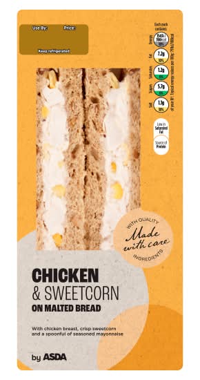 ASDA Chicken and Sweetcorn on Malted Bread