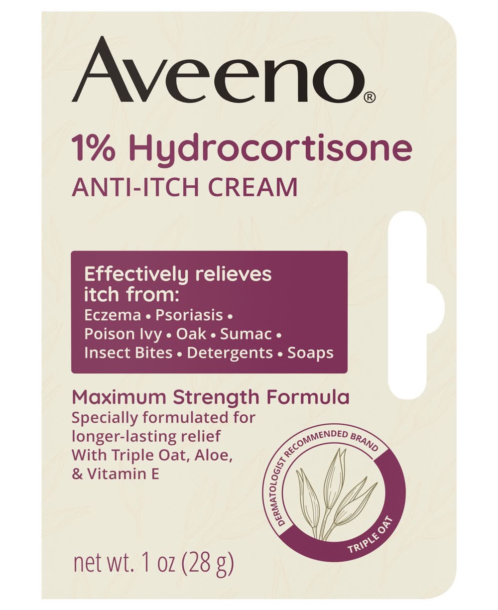 Aveeno 1% Hydrocortisone Maximum Strength Formula Anti-Itch Cream (1 oz)