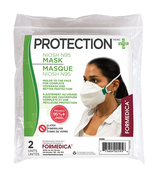 Formedica masque de protection niosh n95 (2 unités) - formedica protection + noish n95 masks (2 ct)