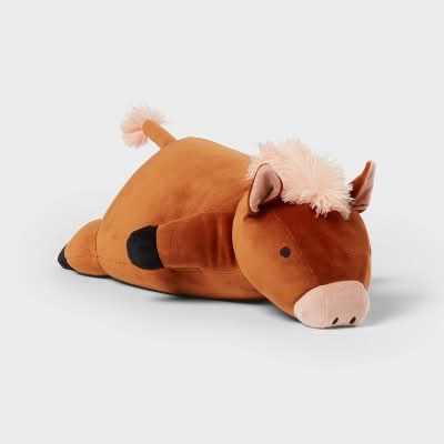 Pillowfort Horse Weighted Plush Kids Throw Pillow Brown