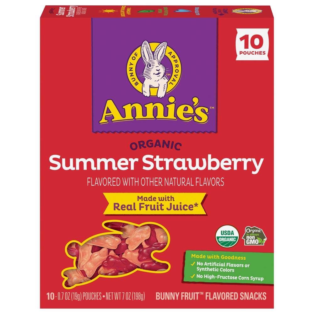 Annie's Organic Summer Bunny Fruit Snacks, Strawberry (0.7 oz, 10 ct)