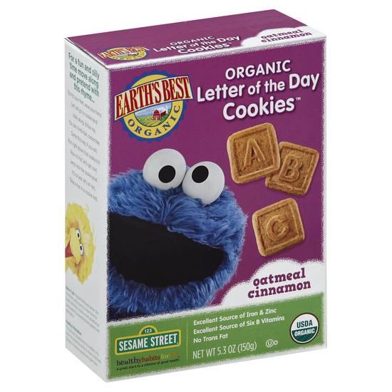 Earth's Best Organic Oatmeal Cinnamon Letter Of the Day Cookies (5.3 oz)
