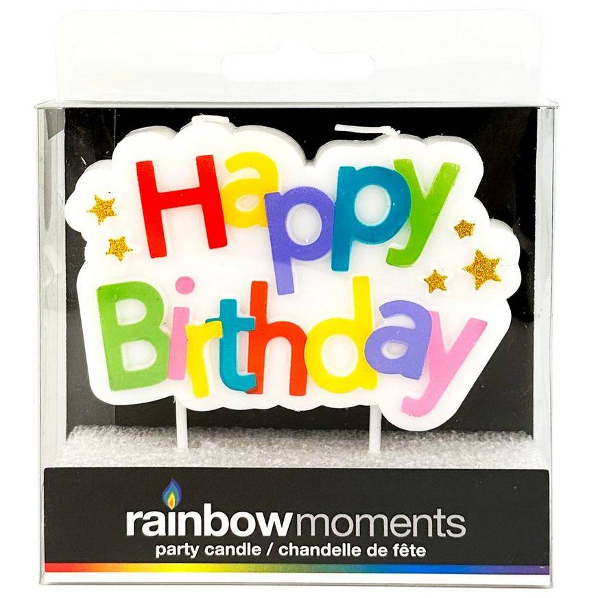 Party City Happy Birthday Block Candle, 3.5in x 3.62in