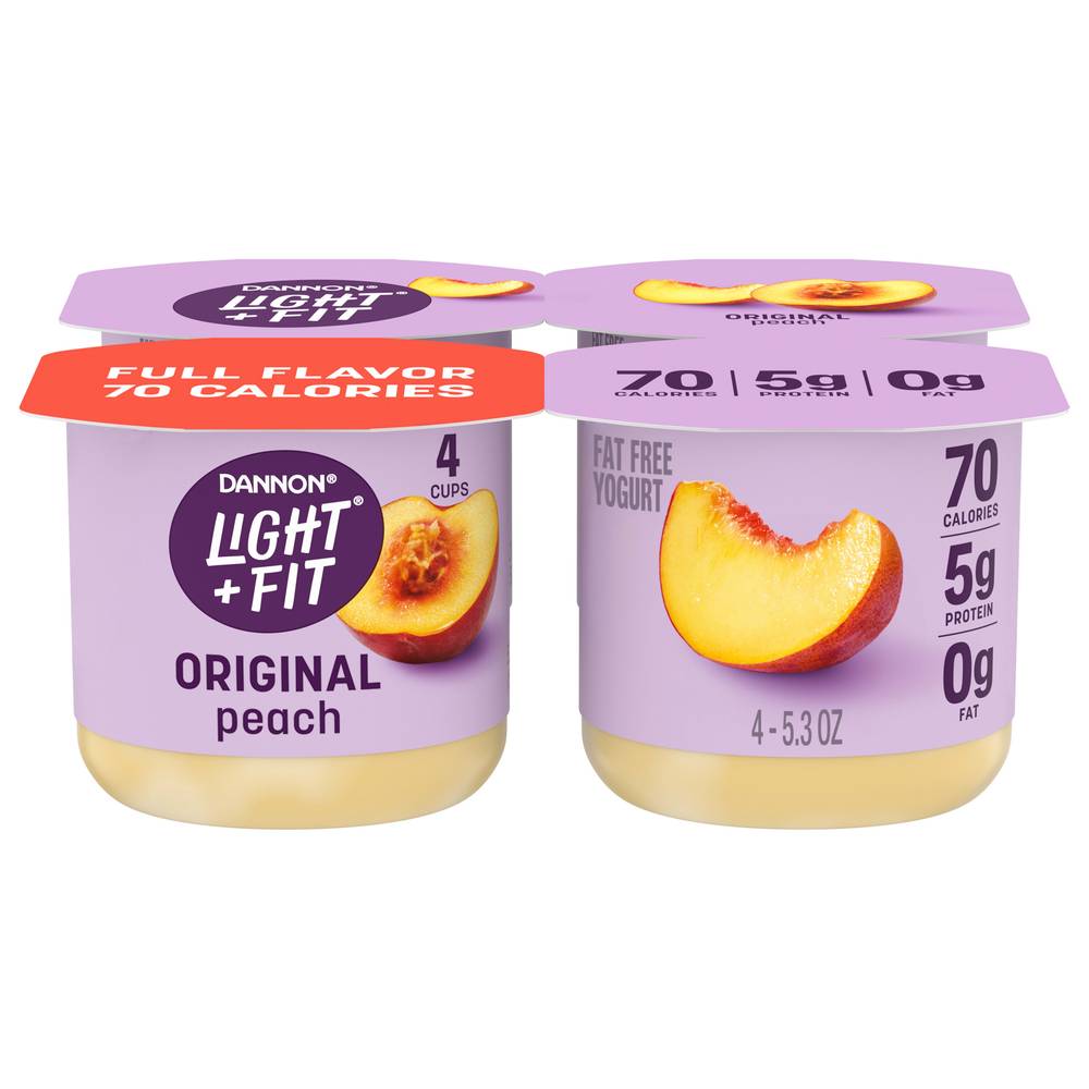 Dannon Light + Fit Playful Peach Nonfat Yogurt (4 x 5.3 oz)