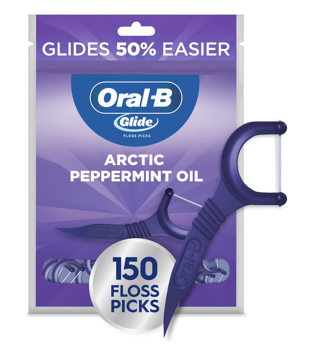 Oral-B Glide Dental Floss Picks, Arctic Peppermint Oil (6.4 oz, 150 ct)