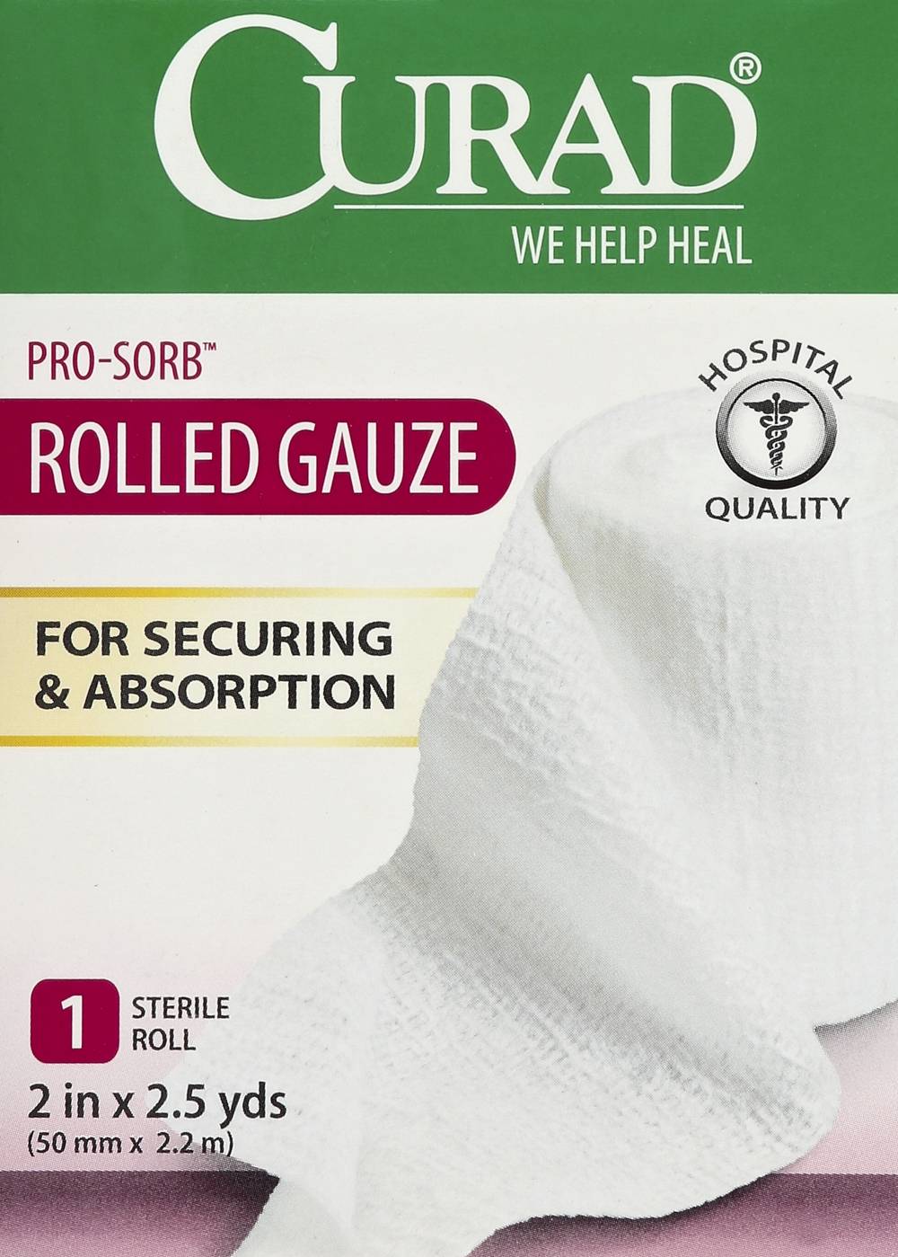 Curad Pro-Sorb 2" X 2.5 Yd Sterile Rolled Gauze