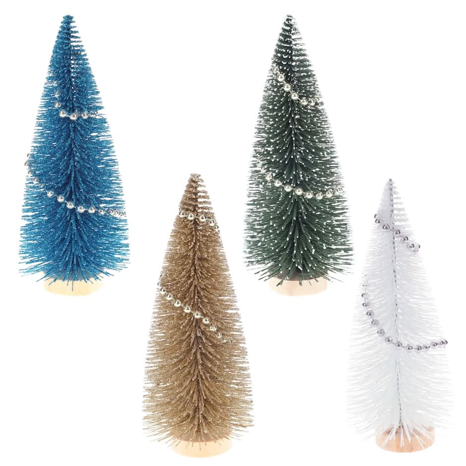 Christmas House Bottle Brush Christmas Tree With Garland, 7.87x3.150x3.150 in
