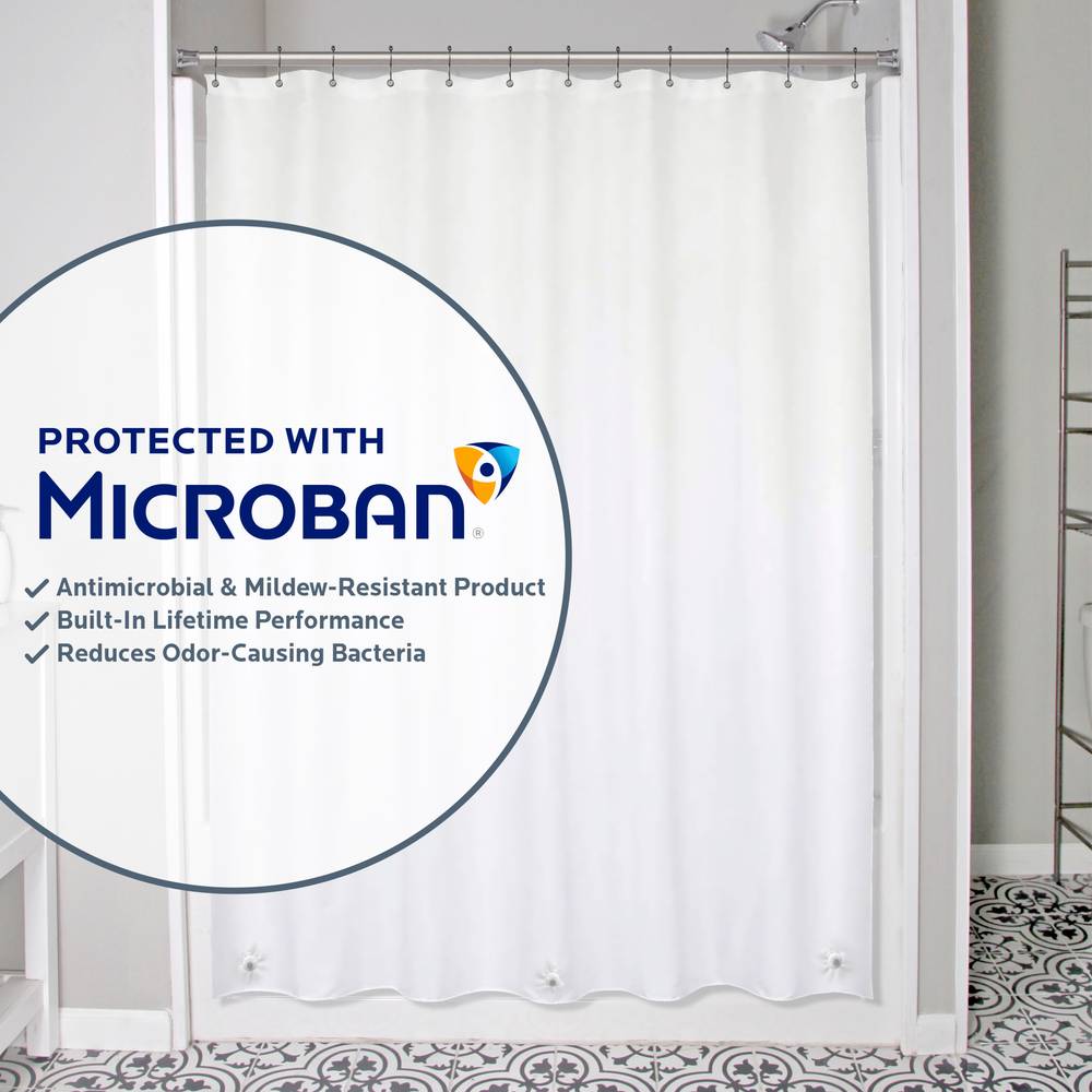 Style Selections Microban Protected Heavy Weight PEVA 70-in W x 72-in L White Solid Mildew Resistant Eva/Peva Shower Liner | LWMB61169PDQ