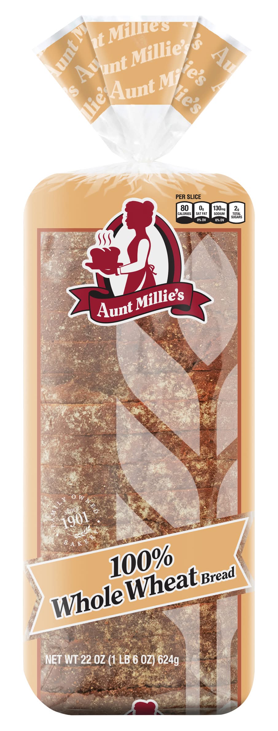 Aunt Millie's Homestyle 100% Whole Wheat Bread (22 oz)