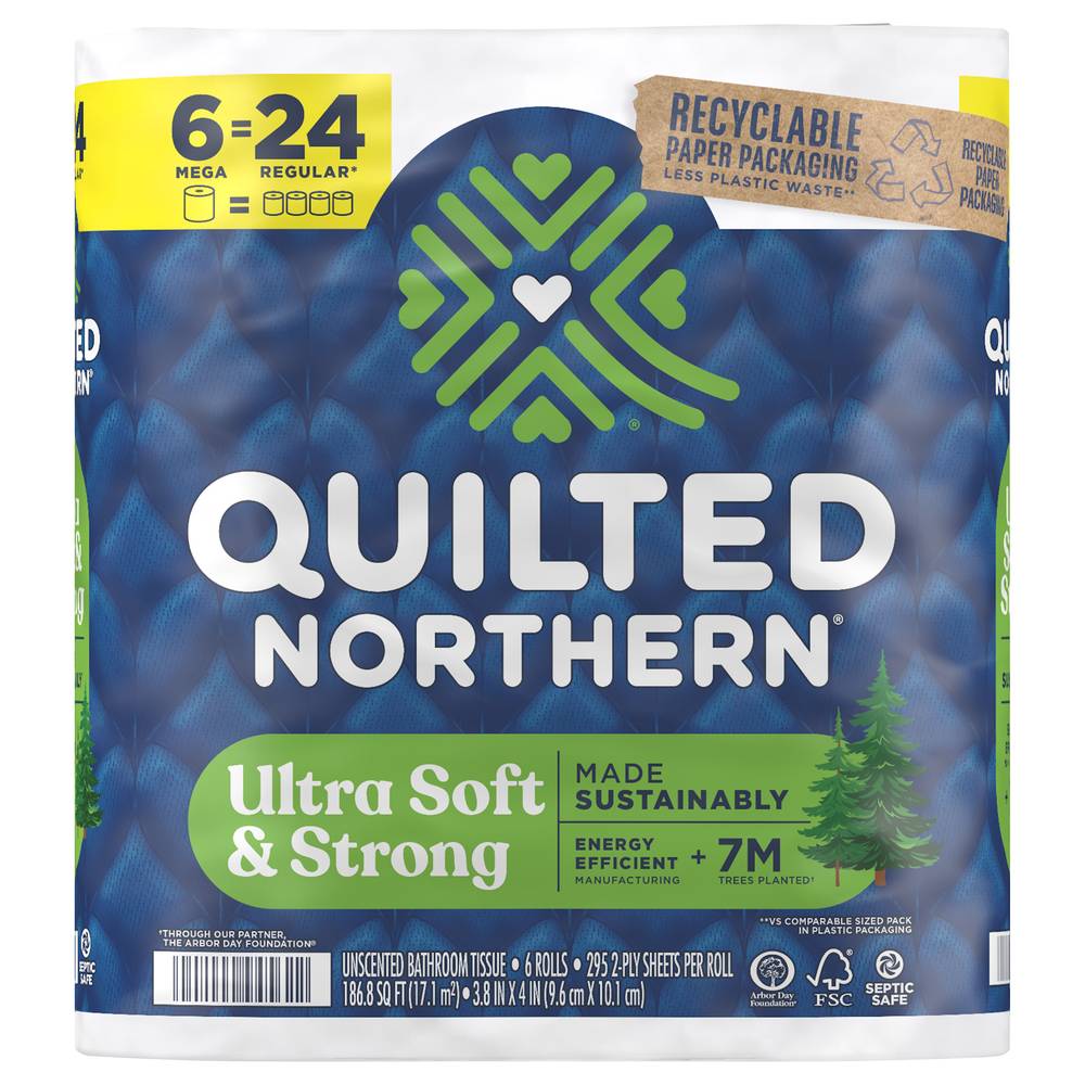 Quilted Northern Ultra Soft & Strong 2 Ply Mega Rolls Unscented Bathroom Tissues (6 ct)