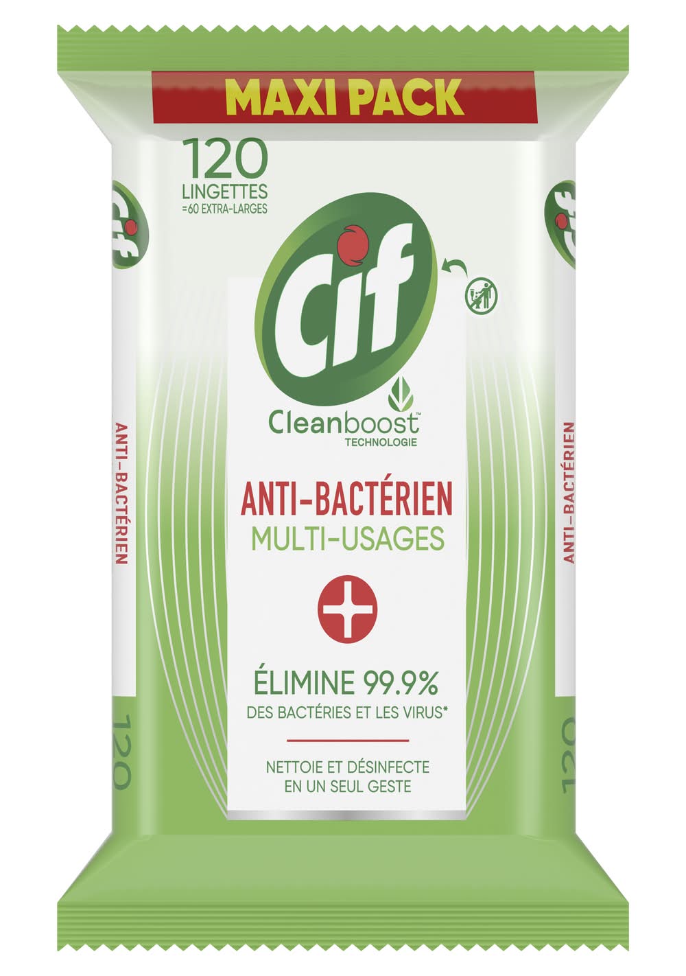 Cif - Lingettes nettoyantes antibactériennes & brillance (340g)