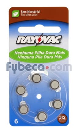 Pilas Auditivas Rayovac L-312 Za-6A Blister 6 Unid