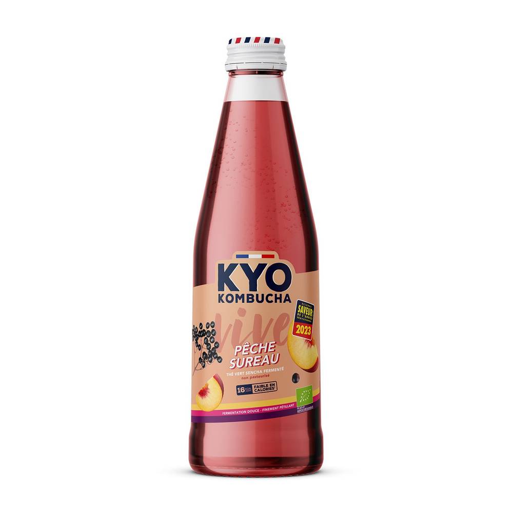 Kyo - Boisson kombucha à la pèche et baies de sureau bio, pèche, baies de sureau (500ml)