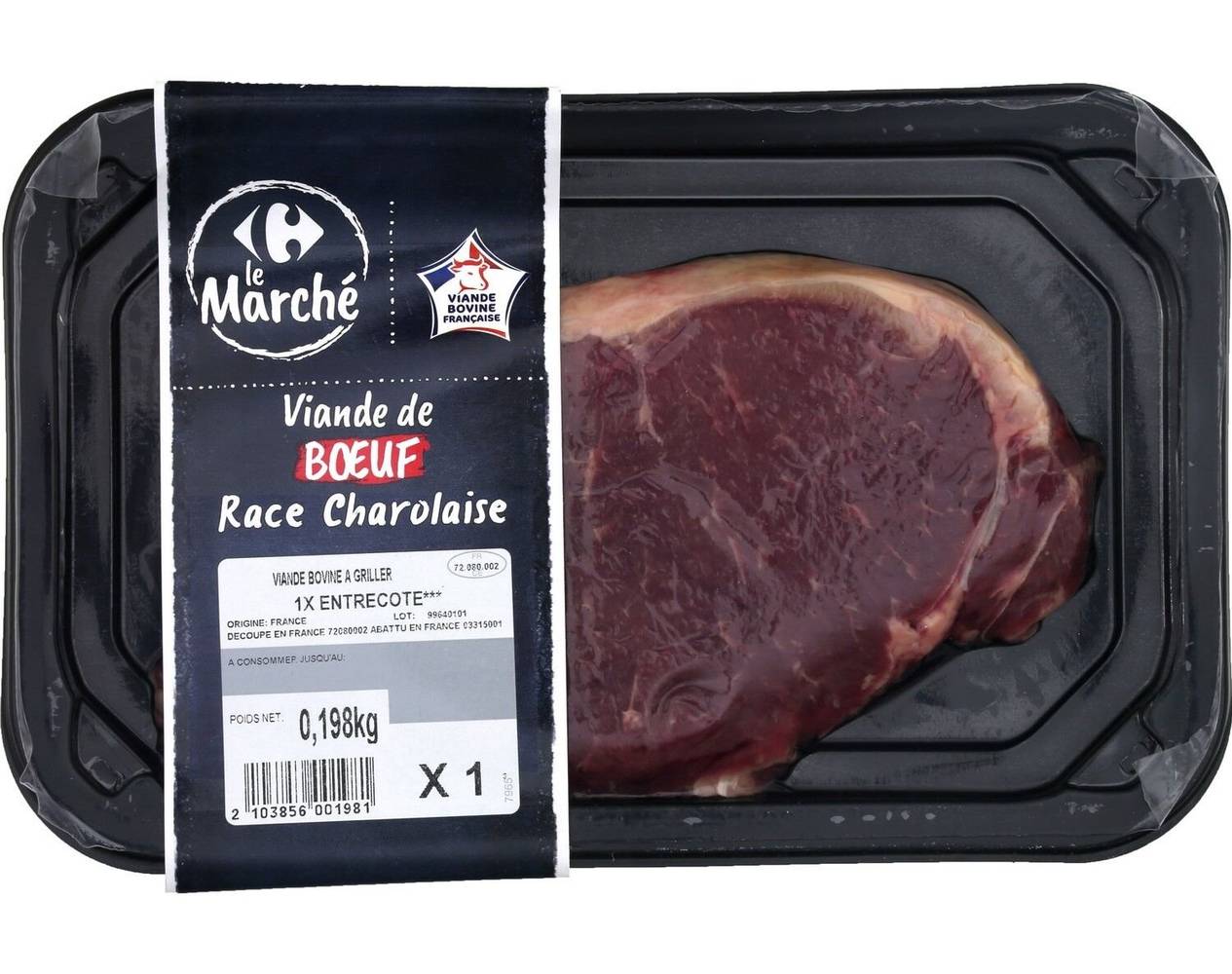 Carrefour Le Marché - Viande de boeuf race charolaise à griller (198g)