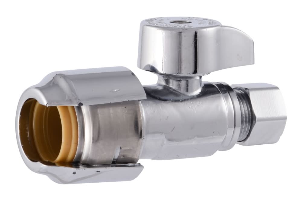 SharkBite 1/2-in Push-to-connect x 3/8-in Compression Brass Quarter turn Stop Straight valve