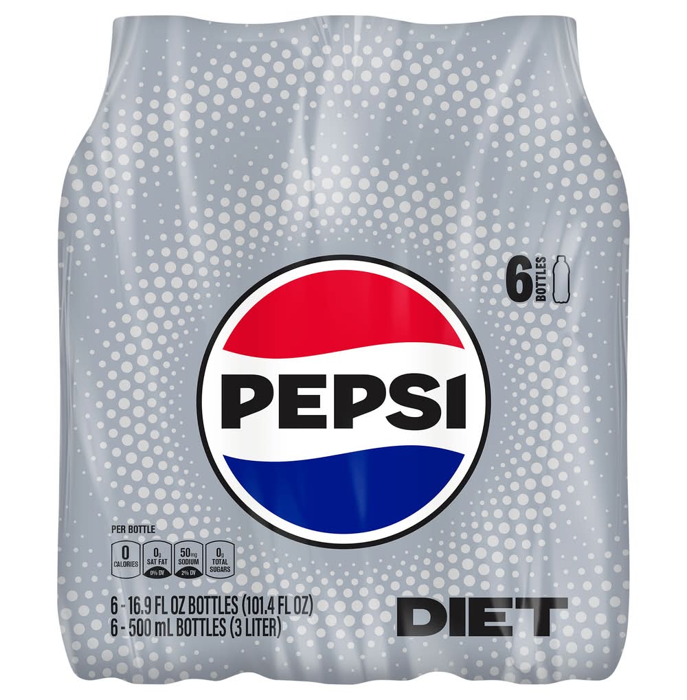 Pepsi Diet Cola Soda (6 x 16.9 fl oz)