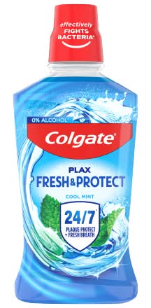 Colgate Cool Mint, Plax Fresh & Protect Mouthwash (500ml)