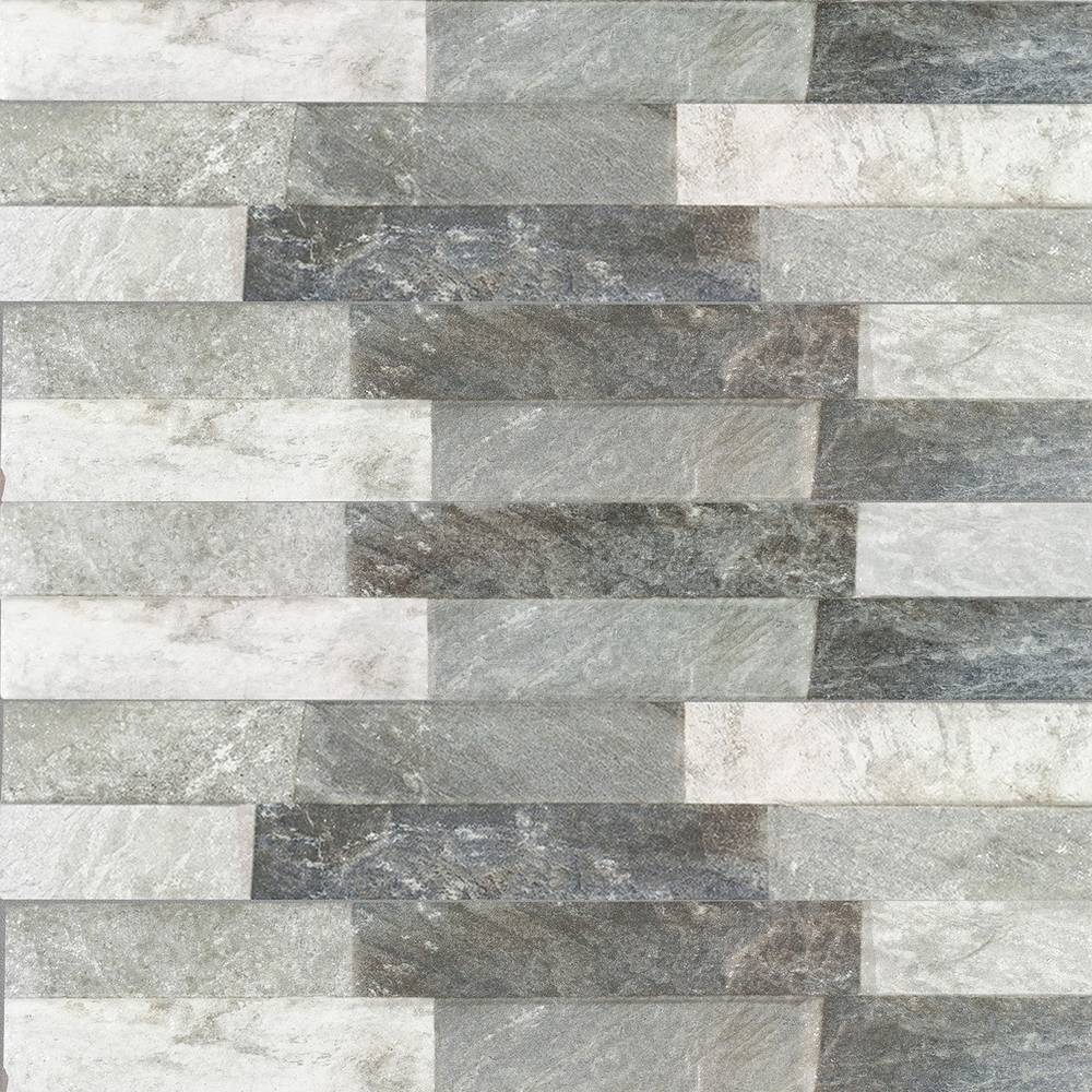 Elida Ceramica Shadow Ridge Grey 3-in x 16-in Matte Porcelain Stone Look Wall Tile (0.378-sq. ft/ Piece) | LW20121812