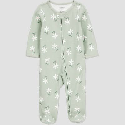 Carter's Baby Girls' Floral Sleep N' Play, Newborn, Green