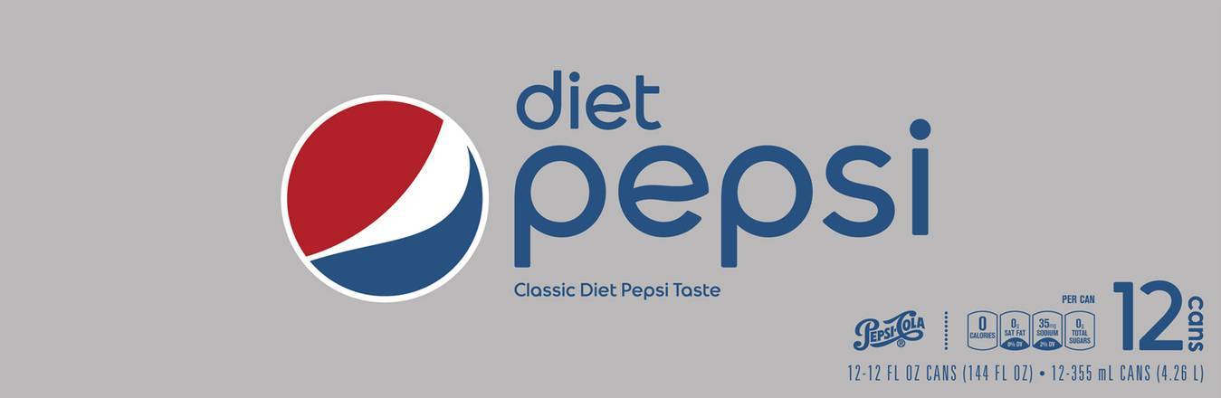 Pepsi Diet Cola Soda Cans (12 pack, 12 fl oz)