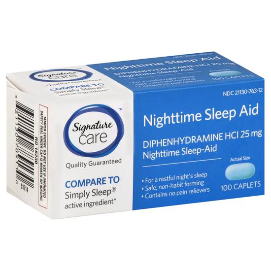 Signature Care Diphenhydramine 25 mg Nighttime Sleep Aid Caplets ( 100 ct )