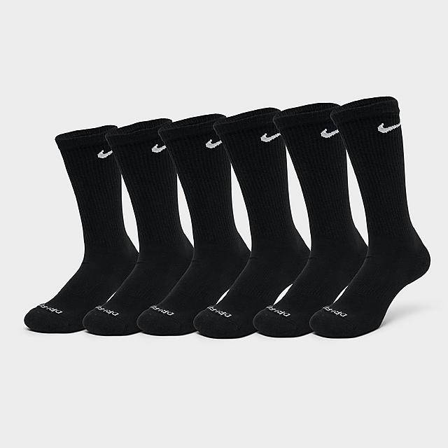 Nike Everyday Plus Cushioned Crew Training Socks, Large, Black-White (6 pack)