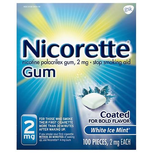 Nicorette Nicotine Gum To Quit Smoking White Ice Mint - 100.0 ea