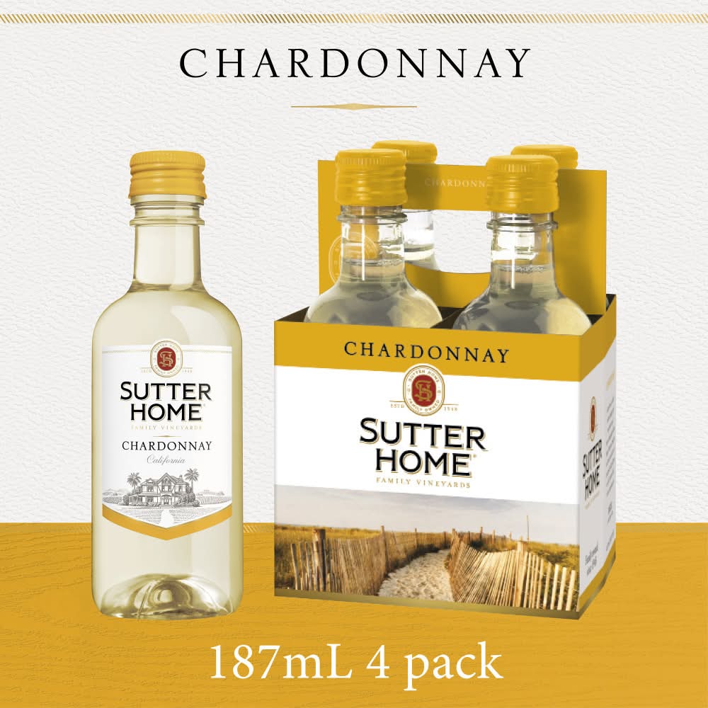 Sutter Home Family Vineyard Chardonnay White Wine (4 x 46.75 ml)