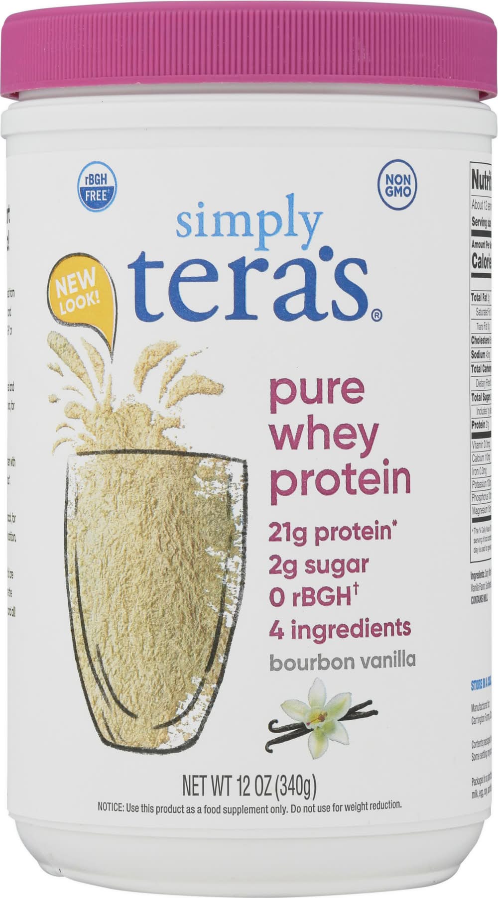 Simply Tera's Pure Whey Protein, Bourbon Vanilla (12 oz)