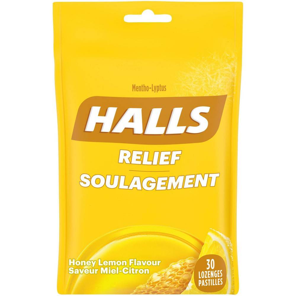 Halls mentho-lyptus miel et citron pastilles (30 unités) - mentho-lyptus honey lemon drops (30 units)