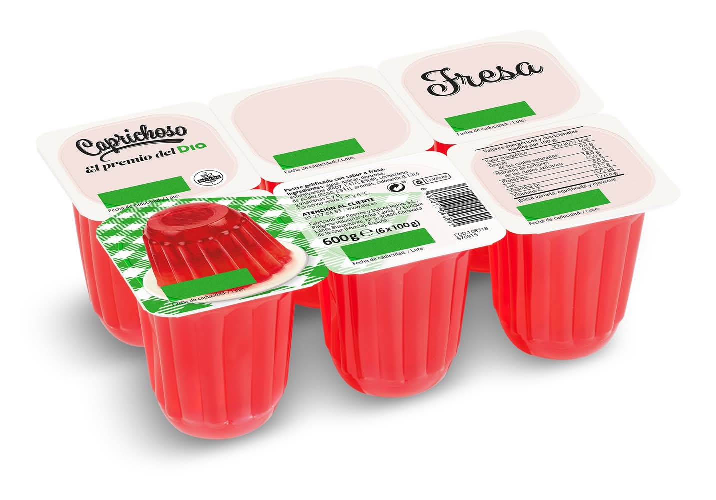 Gelatina De Fresa Dia Caprichoso Pack 6 X 100 G