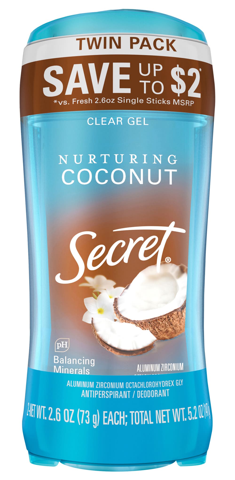 Secret Fresh Clear Gel Antiperspirant and Deodorant For Women, Coconut Scent (2.6 oz)