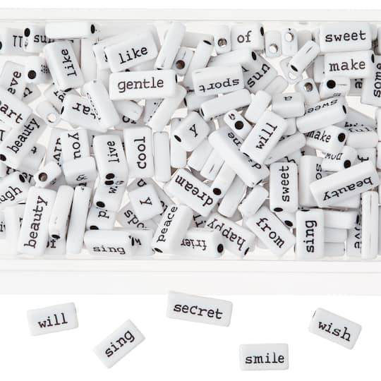 Bead Landing Crafting Beads Words, White - Black (5 oz)