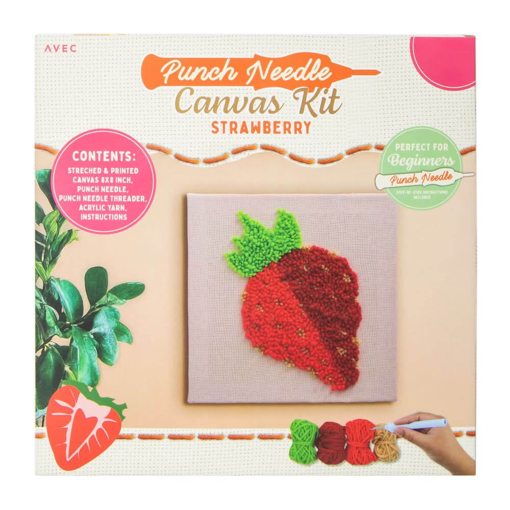 Punch Needle Strawberry Canvas Kit Strawberry